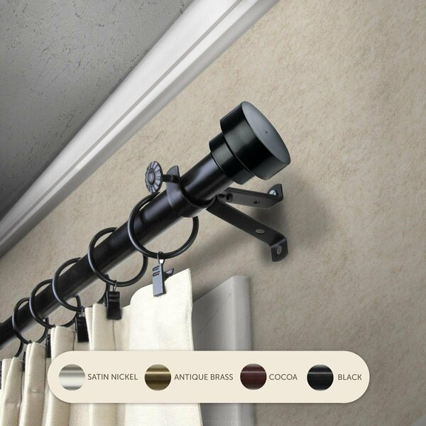 Kd Encimera 0.8125 in. Cappa Curtain Rod with 66 to 120 in. Extension, Black KD3726007